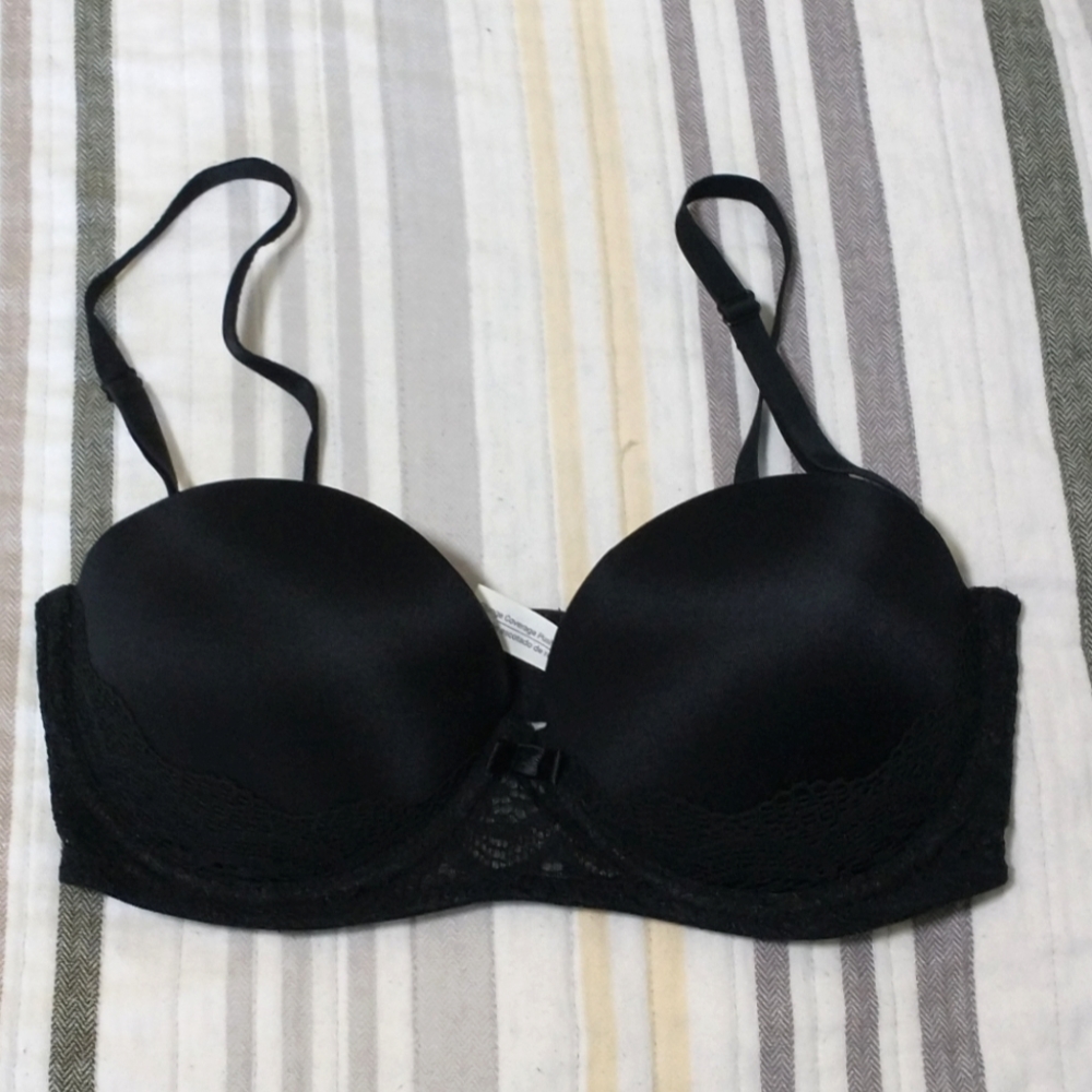 Aiden Plunge Coverage Push Up Strapless Bra in Black